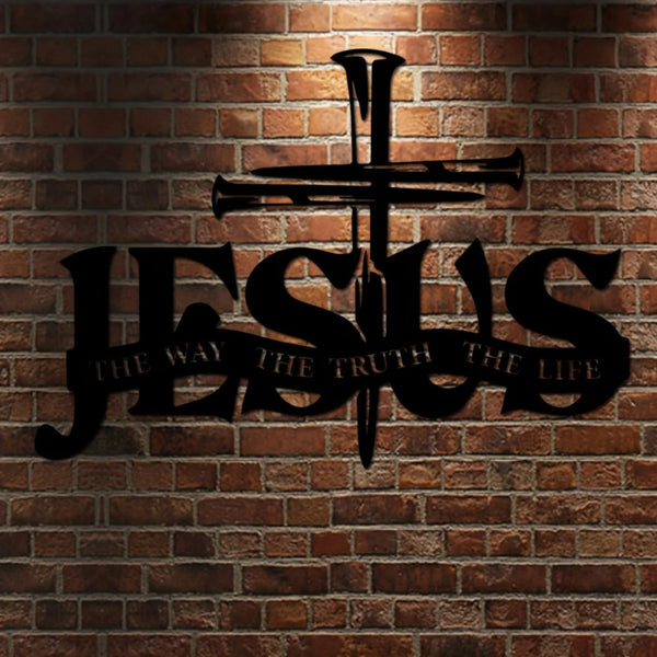 FaithLine™ “The Way, The Truth, The Life” Metal Cross Wall Art