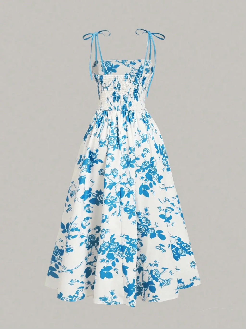 Women'S Floral Print Tie Shoulder Cami Fitted Lightweight Dress, Fashion Casual Chic Sleeveless Spaghetti Strap Dress for Daily Outdoor Wear, Women Dress for Summer