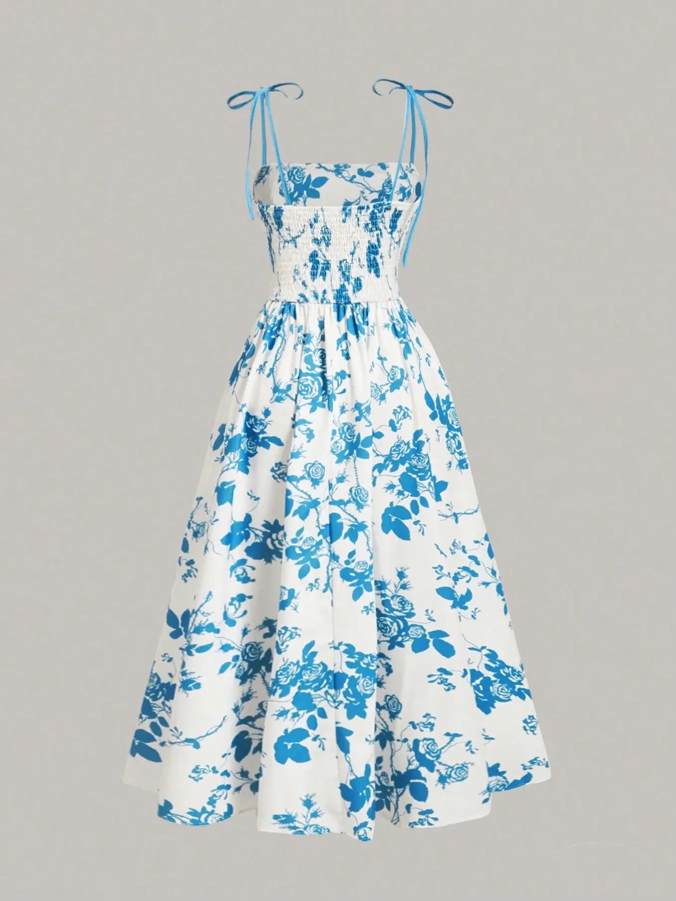Women'S Floral Print Tie Shoulder Cami Fitted Lightweight Dress, Fashion Casual Chic Sleeveless Spaghetti Strap Dress for Daily Outdoor Wear, Women Dress for Summer