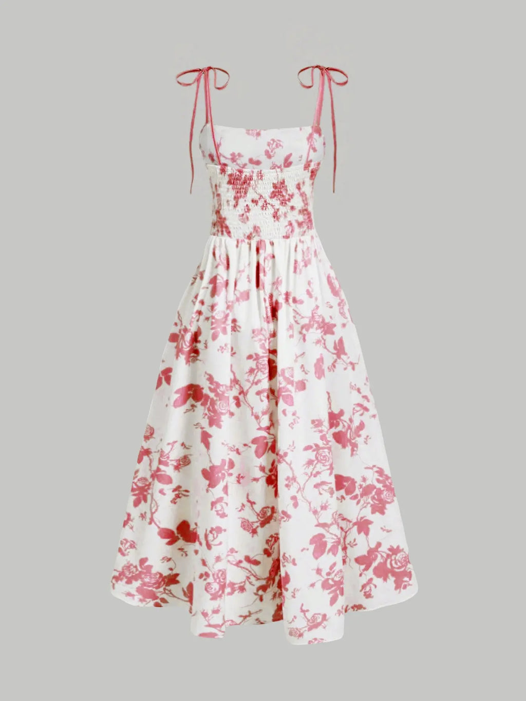 Women'S Floral Print Tie Shoulder Cami Fitted Lightweight Dress, Fashion Casual Chic Sleeveless Spaghetti Strap Dress for Daily Outdoor Wear, Women Dress for Summer