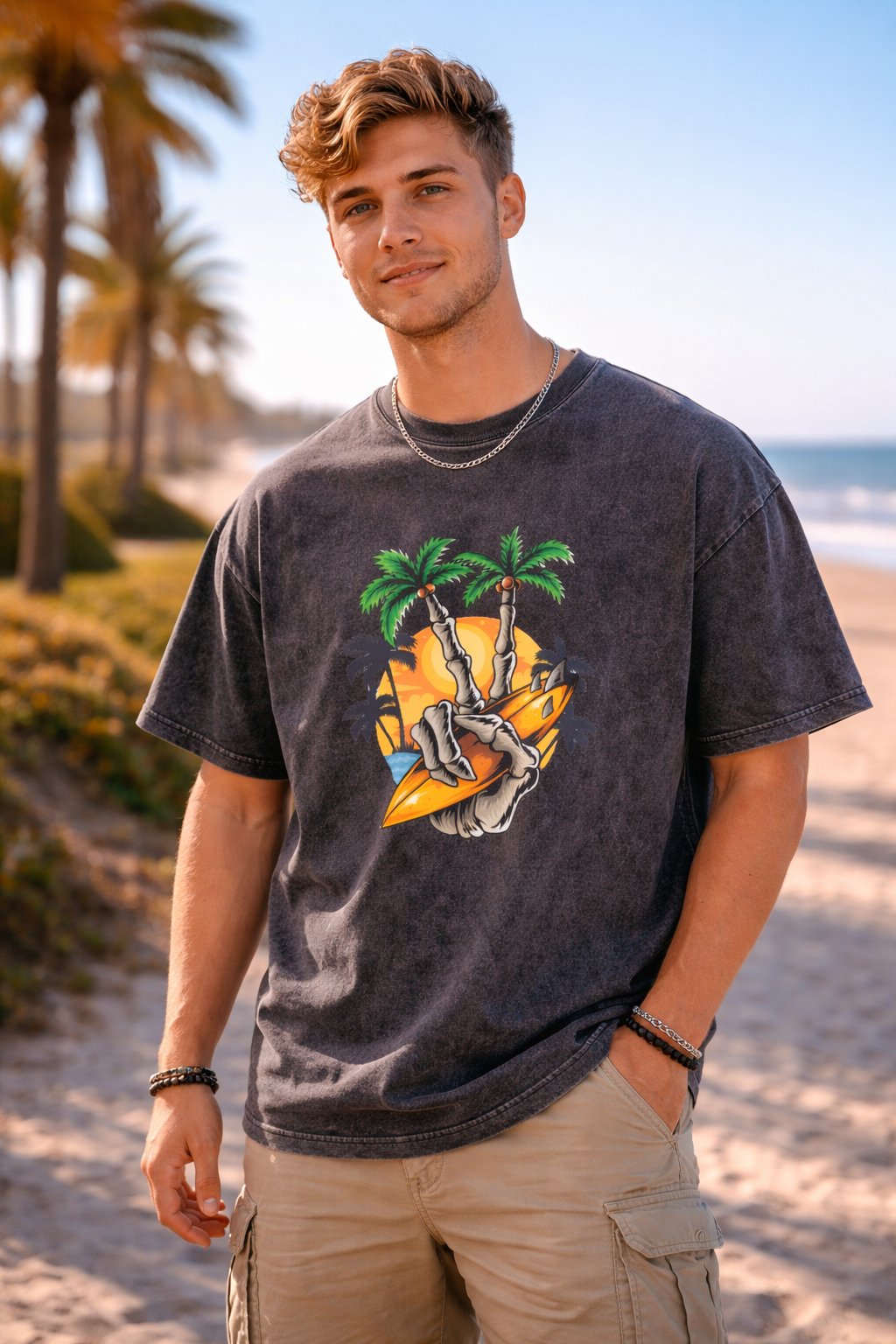 BeachWash™ 250G Snow-Washed Oversized Cotton Tee