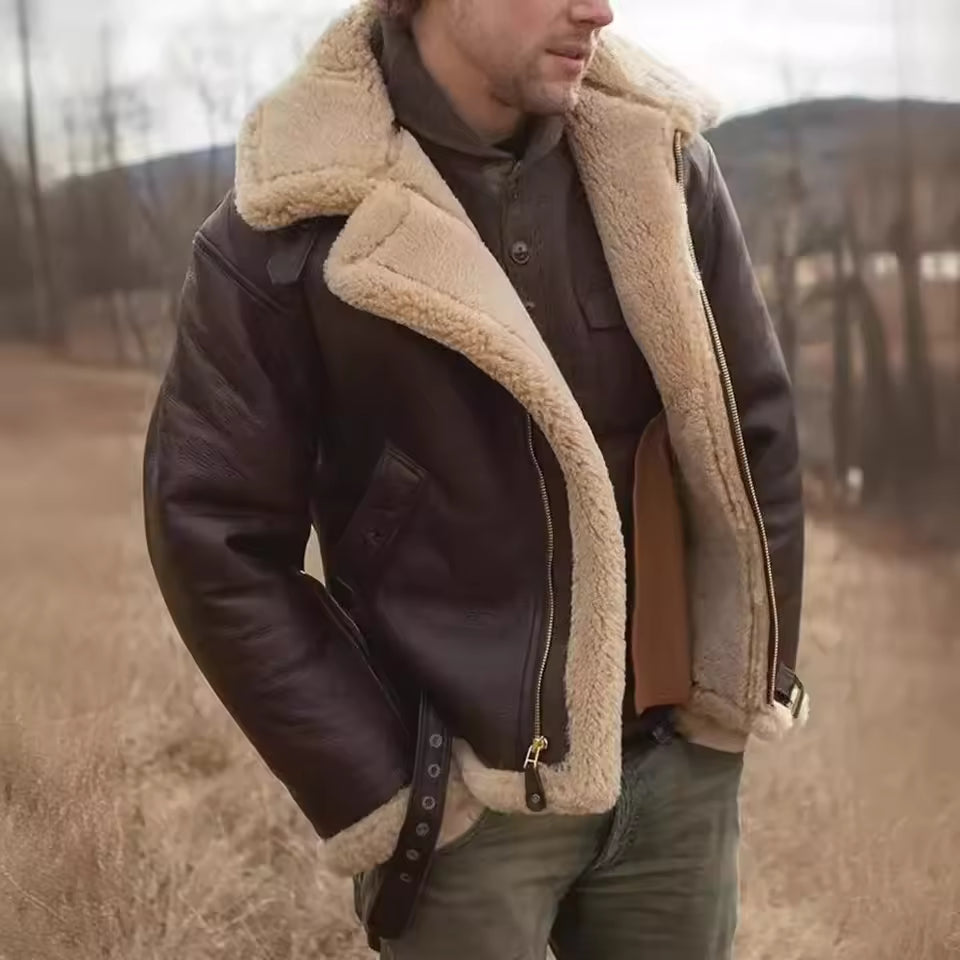 UrbanFrost™ Men’s PU Leather Winter Coat