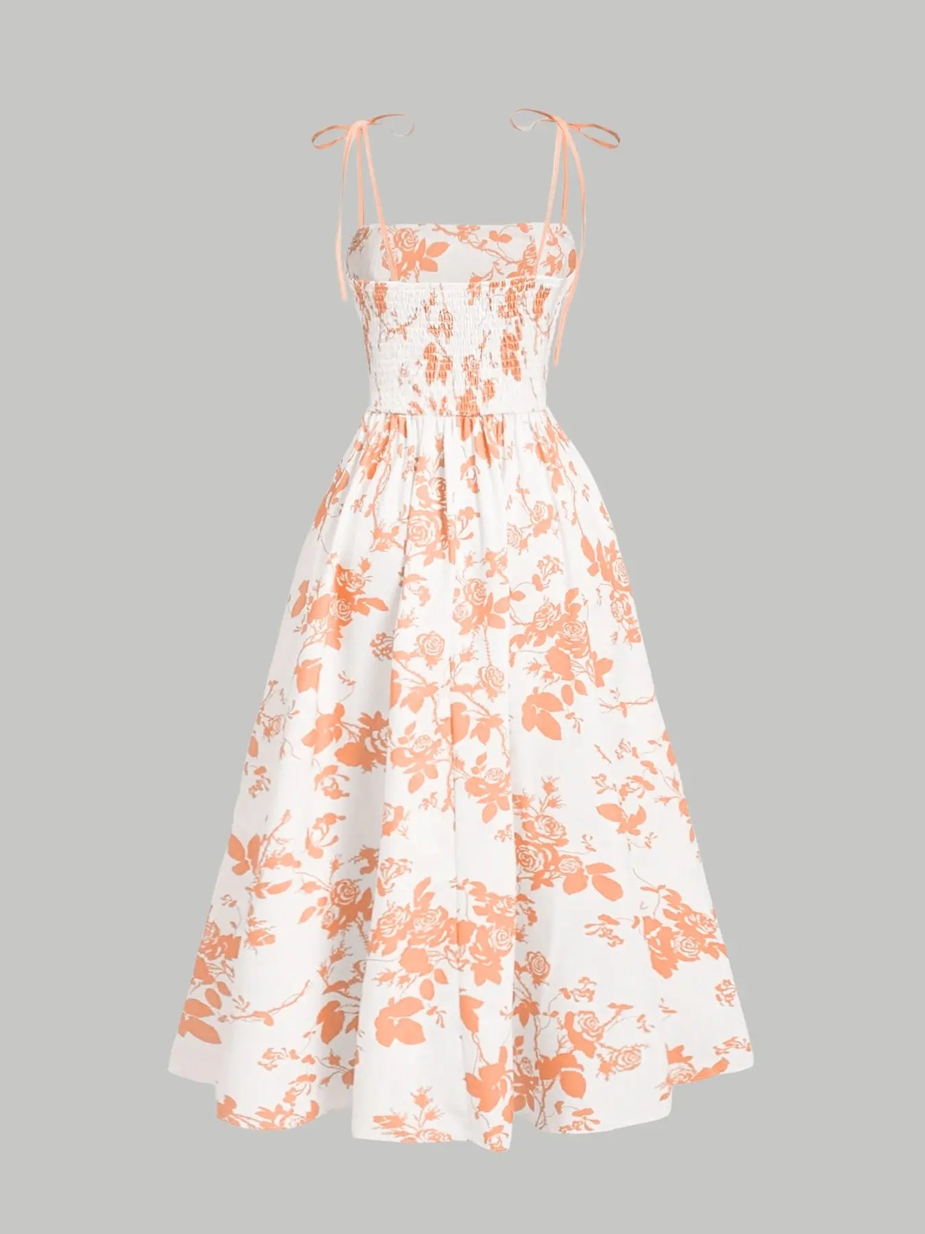Women'S Floral Print Tie Shoulder Cami Fitted Lightweight Dress, Fashion Casual Chic Sleeveless Spaghetti Strap Dress for Daily Outdoor Wear, Women Dress for Summer